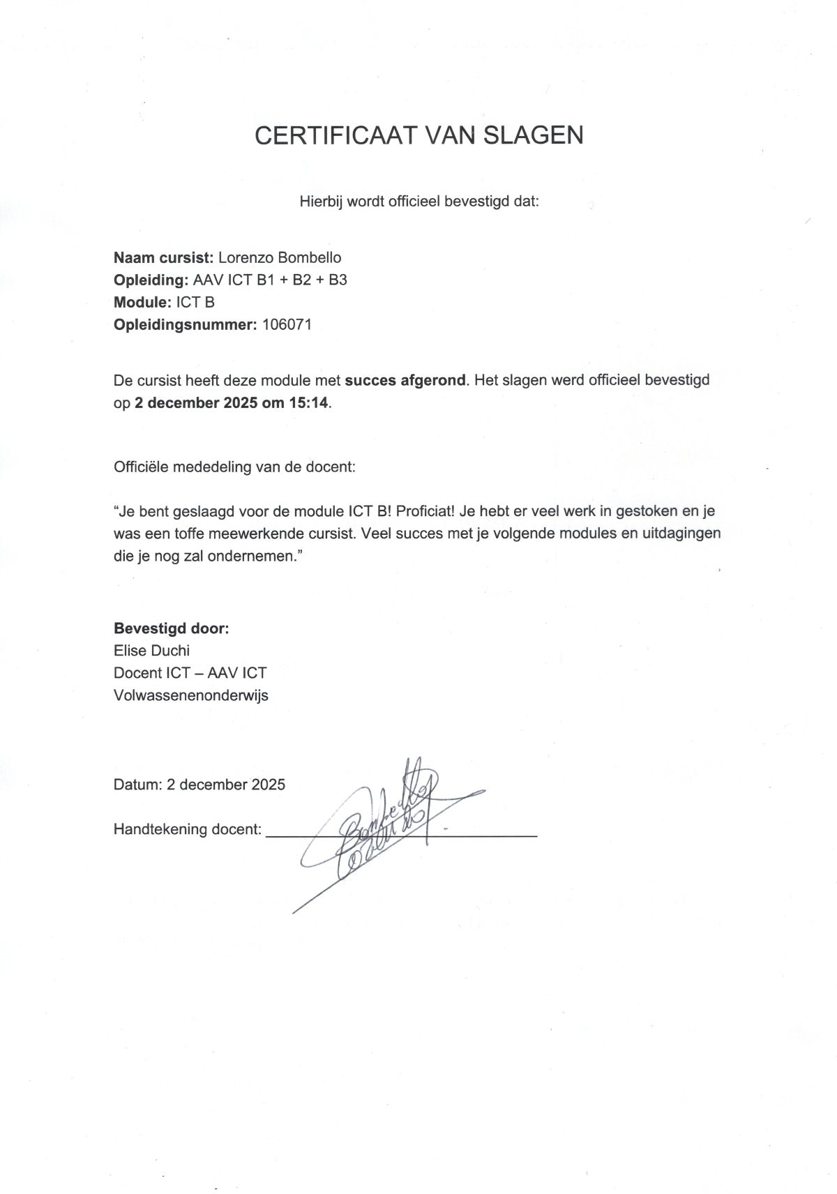 ICT certificaat