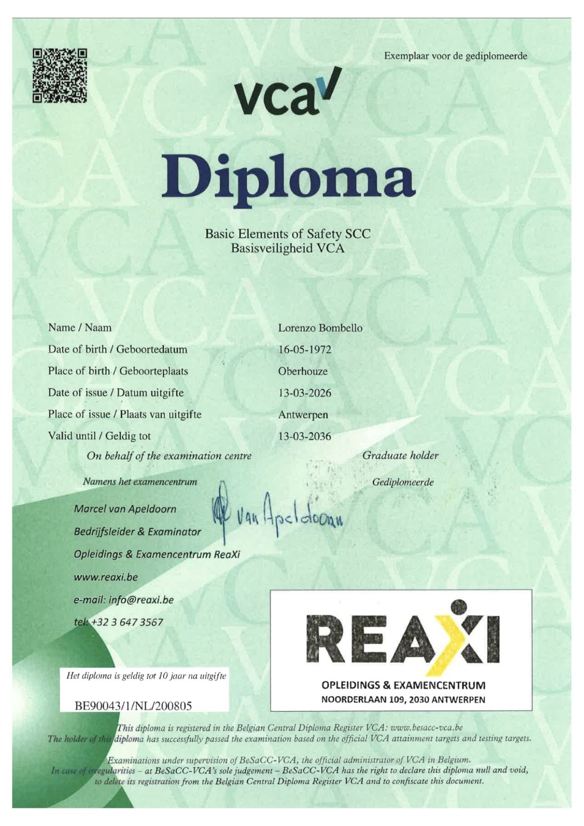 VCA Basis certificaat