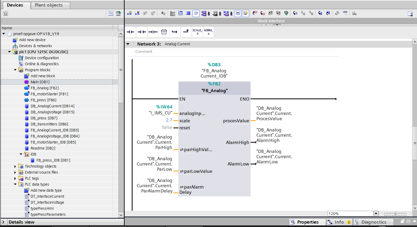 Main OB1 hoofdprogramma in Siemens TIA Portal